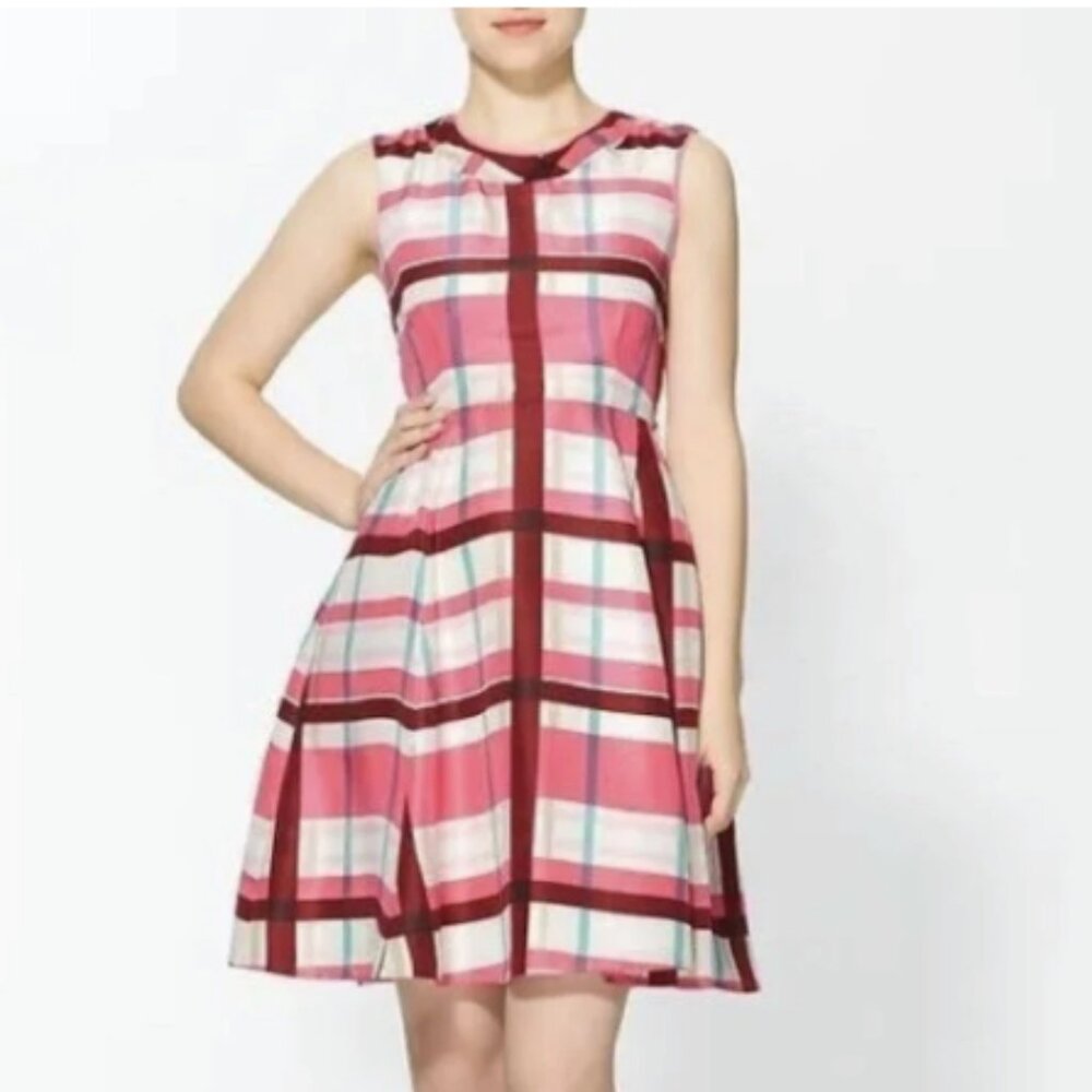Kate Spade 'Felix' Plaid Silk Fit and Flare Dress - Great for Valentine's Day!